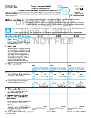 IRS Schedule EIC Form 1040A or 1040