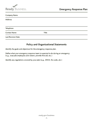 Emergency Response Plan Template