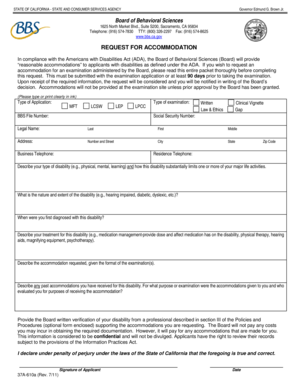 California Request for Accommodation Form
