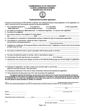 Kentucky Trademark Service Mark Application