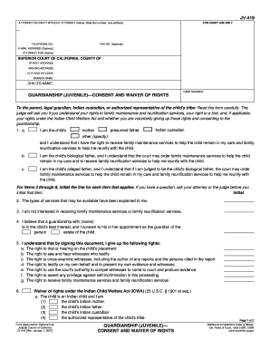 Guardianship Juvenile Consent and Waiver of Rights