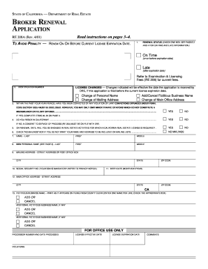California Broker Renewal Application