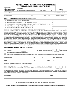 Pennsylvania Corporate Tax Report Signature Authorization