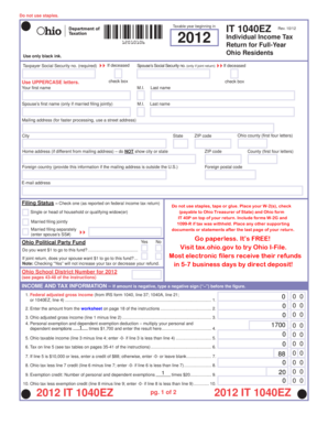 Ohio IT 1040EZ Tax Form
