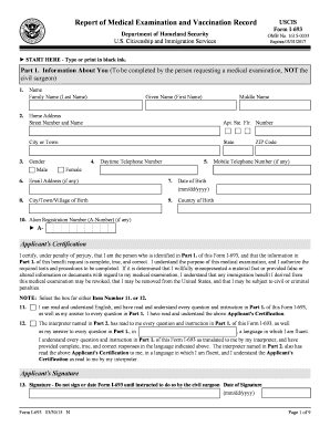 USCIS Form I-693 Medical Examination and Vaccination Record