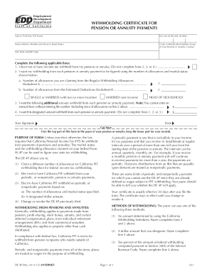 California Withholding Certificate for Pension or Annuity Payments