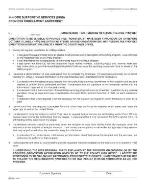 California IHSS Provider Enrollment Agreement