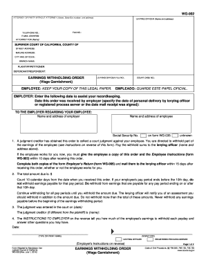 California Earnings Withholding Order
