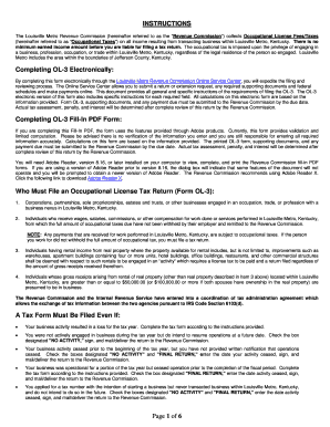 Louisville Metro Occupational License Tax Return