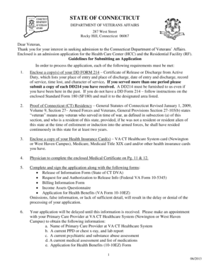 Connecticut Veterans Affairs Admission Application
