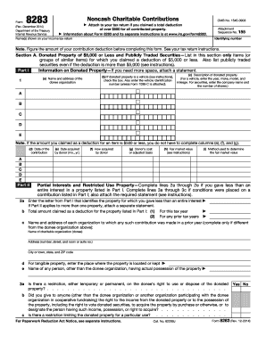 IRS Form 8283 Noncash Charitable Contributions