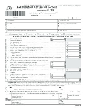 Hawaii Partnership Return of Income Form N-20