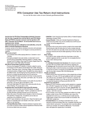 Colorado RTA Consumer Use Tax Return