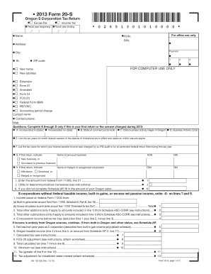 Oregon S Corporation Tax Return Form 20-S