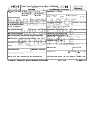 IRS Form 1042-S Draft