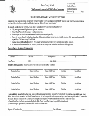 Skyward Family Access Security Form