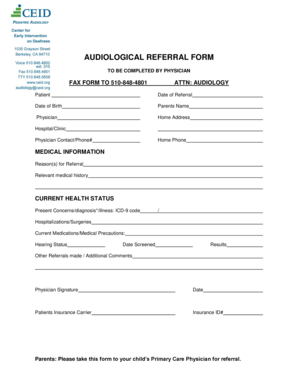 Audiological Referral Form