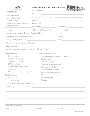 Public Health Nurse Referral Form