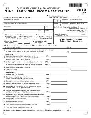 North Dakota Individual Income Tax Return 2013