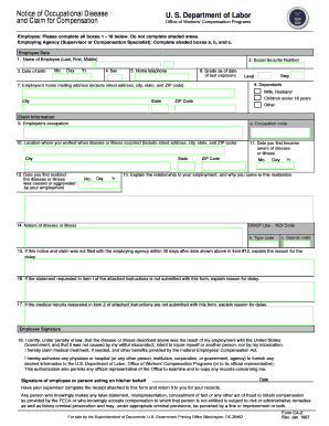 Notice of Occupational Disease and Claim for Compensation
