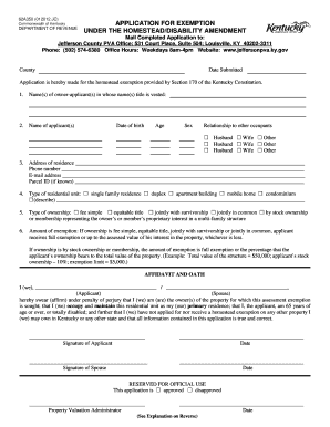 Kentucky Homestead Exemption Application
