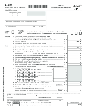 Kentucky 740-EZ Individual Income Tax Return