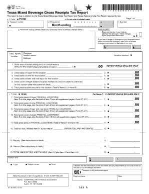 Texas Mixed Beverage Gross Receipts Tax Report