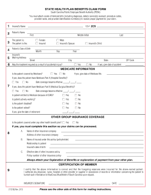 South Carolina Health Plan Benefits Claim Form