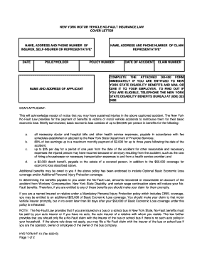 New York Motor Vehicle No-Fault Insurance Application