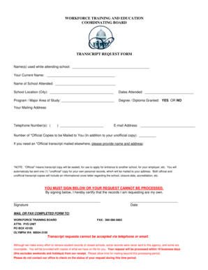Workforce Training Transcript Request Form