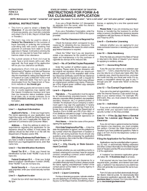 Hawaii Tax Clearance Application