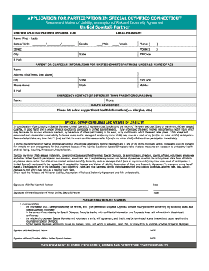 Special Olympics Connecticut Participation Application