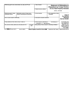 Form 8288-A Statement of Withholding on Dispositions by Foreign Persons
