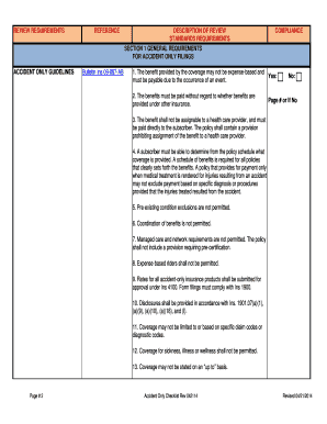 REVIEW REQUIREMENTS CHECKLIST FOR ACCIDENT ONLY - nh