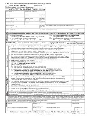 Missouri Property Tax Credit Claim Form