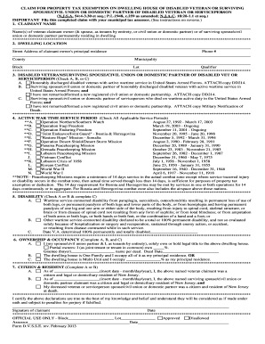 New Jersey Disabled Veteran Property Tax Exemption Form