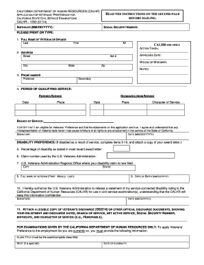 California Veterans' Preference Application