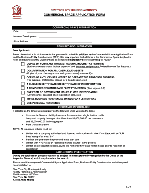 New York City Housing Authority Commercial Space Application Form