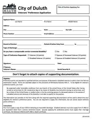Veterans' Preference Application