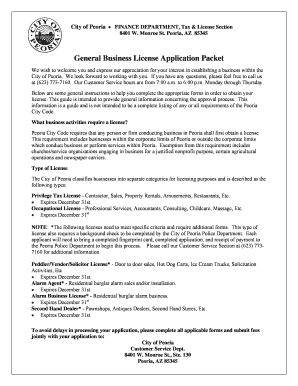 City of Peoria Business License Application