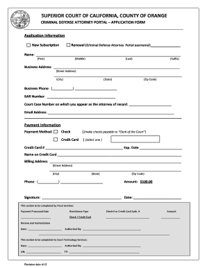 California Criminal Defense Attorney Portal Application Form