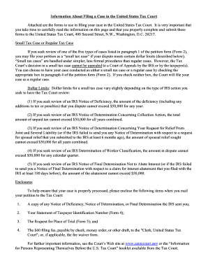 US Tax Court Petition Form