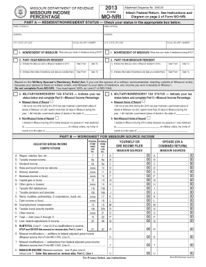 Missouri Income Form MO-NRI 2013