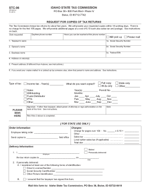 Idaho State Tax Return Copy Request Form