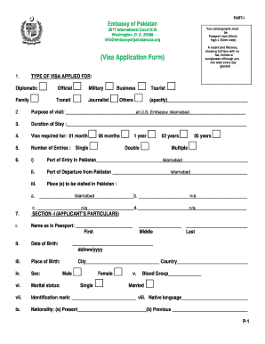 Pakistan Visa Application Form