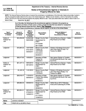 IRS Form 2434-B Notice of Encumbrances
