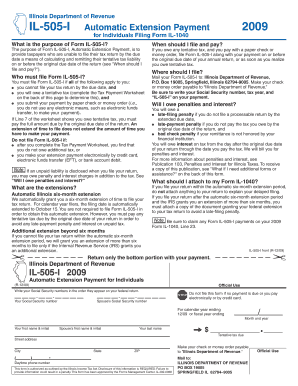 Illinois Automatic Extension Payment Form IL-505-I