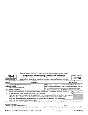 Form W-4 Employee's Withholding Allowance Certificate