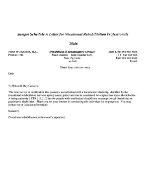 Schedule A Letter for Employment Certification