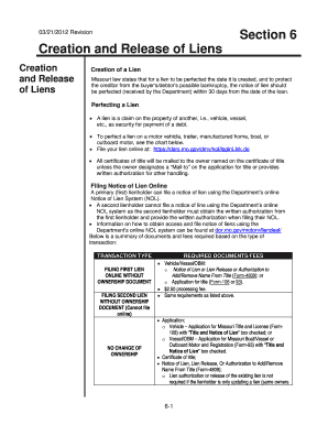 Missouri Notice of Lien or Lien Release Form 4809